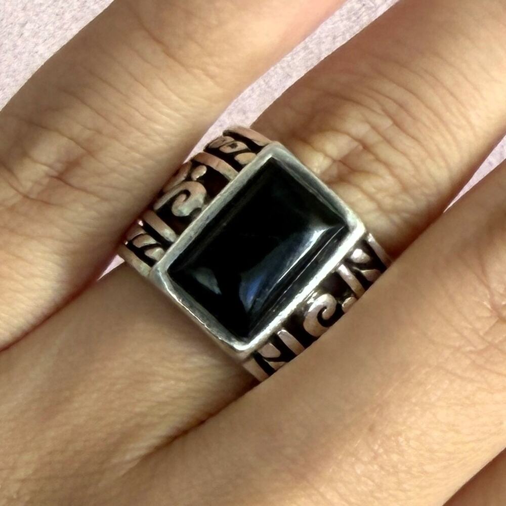 silpada sterling silver black onyx filigree scroll r1096 ring size 5.75